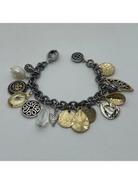 Chicos Celtic Charm Bracelet Mixed Metal Magnetic Clasp Bohemian Style 6.5 inch